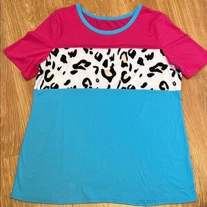 Boutique bought top.Colorblock Leopard Print Women's Top 2XL super soft stretchy